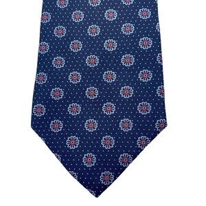JOSEPH ABBOUD Mens Necktie Luxury Silk Tie Navy Blue Foulard Woven